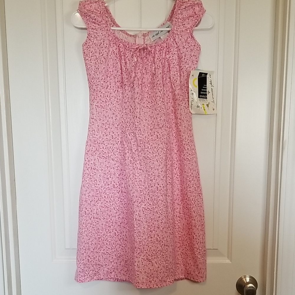 Pink Floral Sleeveless Cotton Peasant Dress By No Appt Necessary Medium NWT